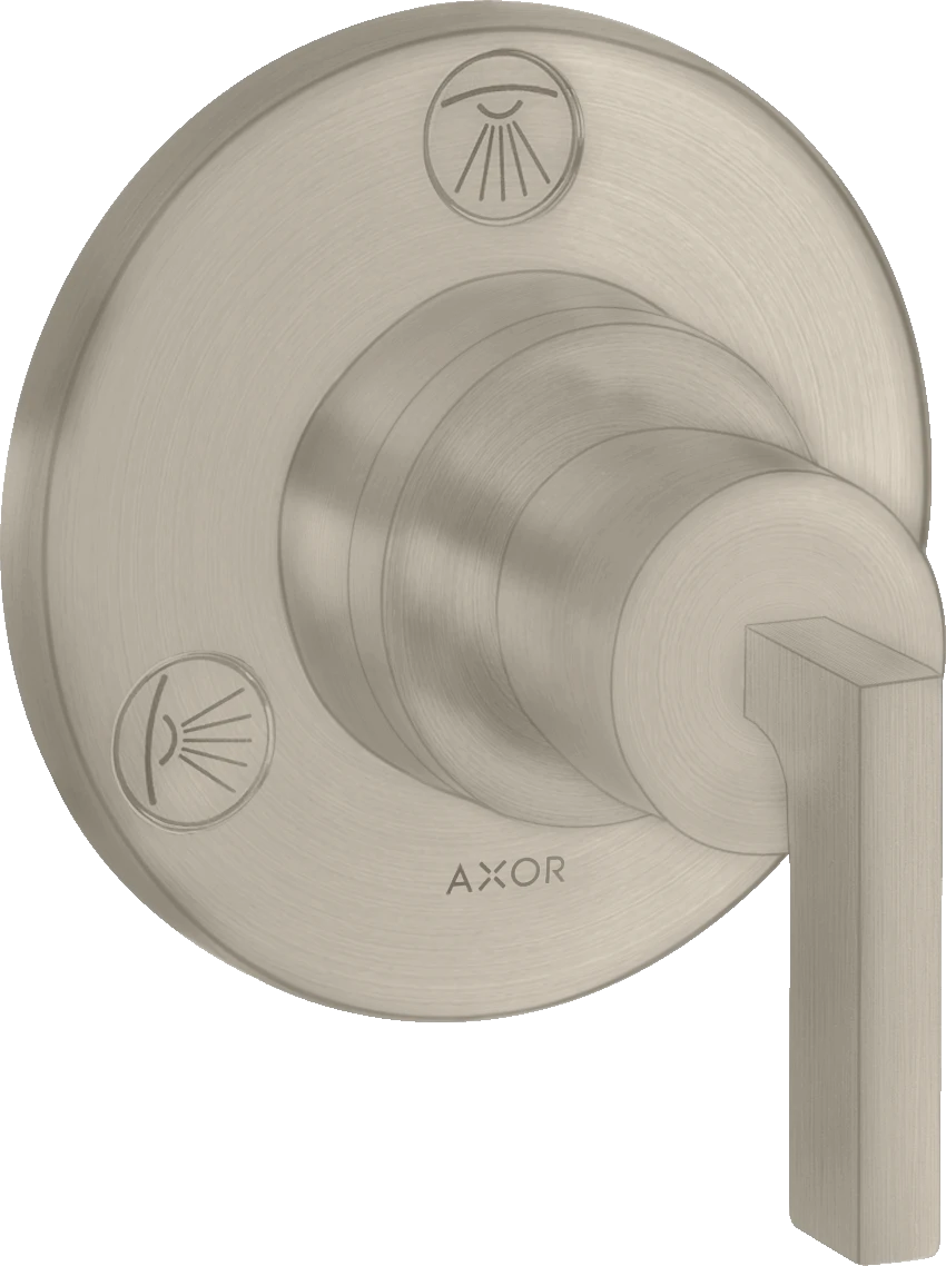 Axor Citterio Shut-off / Diverter Valve Trio / Quattro Finish Set With Lever Handle Brushed Nickel