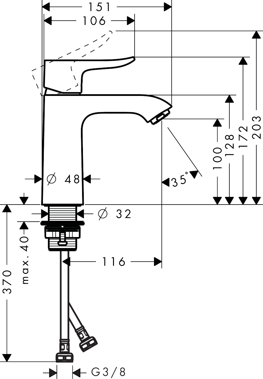Hansgrohe Metris Manual Mixers 352 X 180 X 72mm Chrome detail view - Image 3