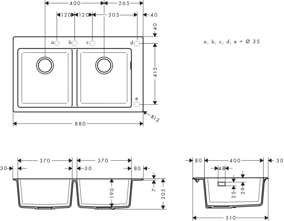 Hansgrohe S51 Sinks 1020 X 590 X 315mm Grey detail view - Image 2