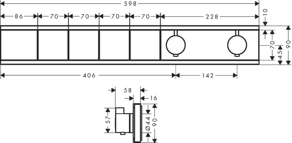 Hansgrohe Rainselect Thermostatic Shower Mixer Concealed 715 X 400 X 145mm Black - Matt detail view - Image 2