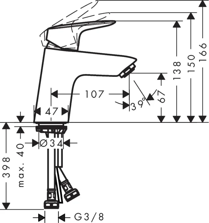 Hansgrohe Logis Manual Mixers 351 X 177 X 72mm Chrome detail view - Image 2