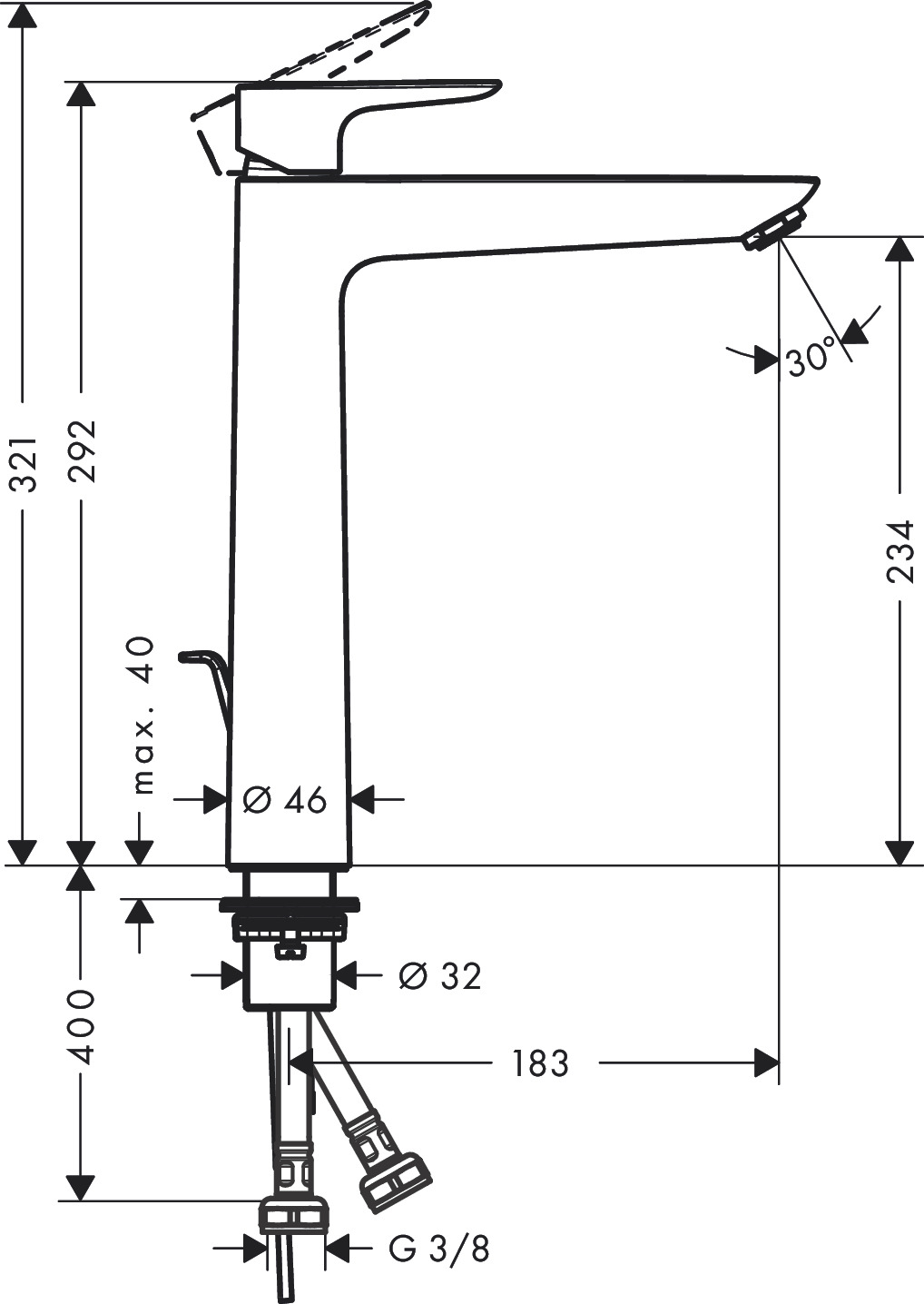 Hansgrohe Talis E Manual Mixers 465 X 240 X 80mm White - Matt detail view - Image 2