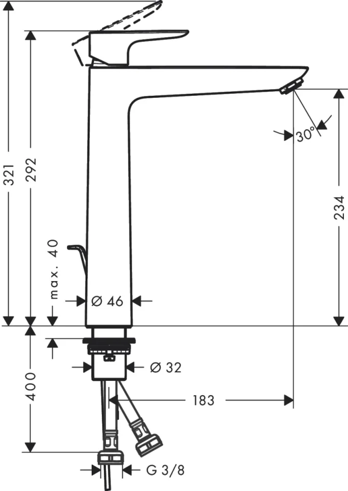 Hansgrohe Talis E Manual Mixers 465 X 240 X 80mm White - Matt detail view - Image 2