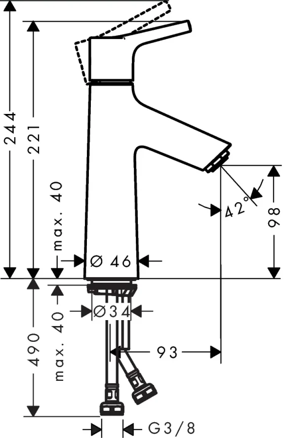 Hansgrohe Talis S Manual Mixers 352 X 180 X 72mm Chrome detail view - Image 2