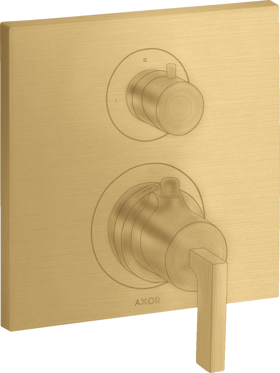 Axor Citterio Thermostatic Shower Mixer Concealed 217 X 187 X 135mm Gold - Brushed