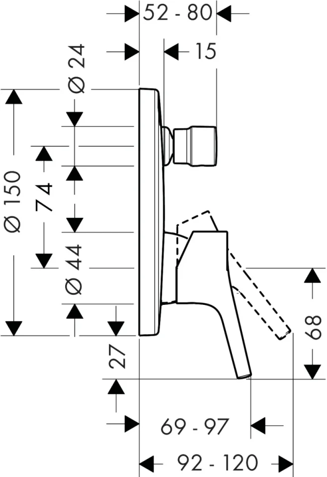 Hansgrohe Talis S Bath Mixers Concealed 210 X 185 X 135mm Chrome detail view - Image 2