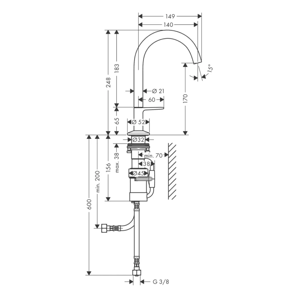 Axor One Manual Mixers 555 X 308 X 78mm Gunmetal/chrome - Polished detail view - Image 4