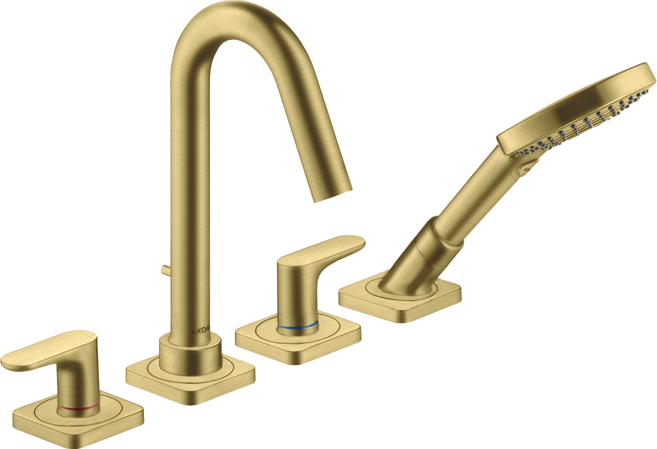 Axor Citterio M 4-hole Rim-mounted Bath Mixer With Lever Handles And Escutcheons Brushed Brass