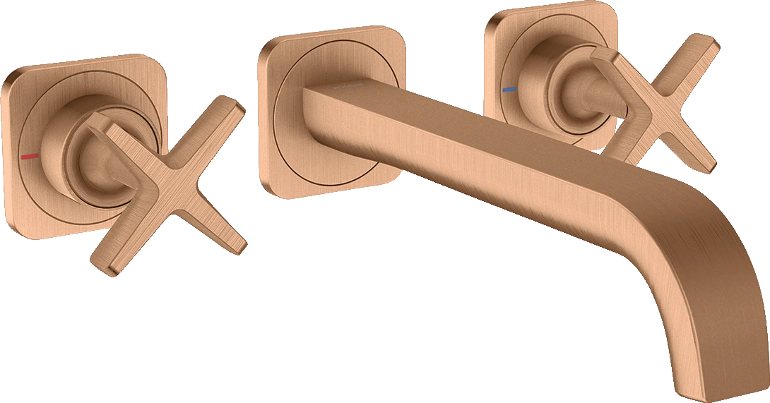 Axor Citterio E 3-hole Basin Mixer For Concealed Installation Wall-mounted With Spout 220 Mm And Escutcheons Brushed Bronze