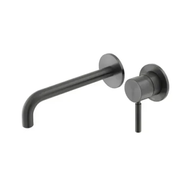 Vado Individual Origins Slimline 2 Hole Wall Mounted Single Lever Basin Mixer With 180mm Spout Brushed Black product image - Image 1