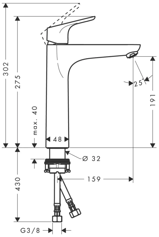 Hansgrohe Focus Manual Mixers 465 X 245 X 80mm Chrome detail view - Image 3