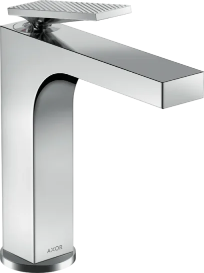 Axor Citterio Single Lever Basin Mixer 160 With Lever Handle And Pop-up Waste Set - Rhombic Cut Chrome product image - Image 1