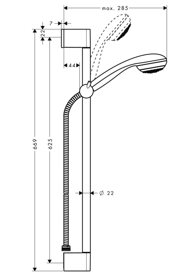 Hansgrohe Crometta 85 Shower Rail Sets 753 X 152 X 70mm Chrome detail view - Image 3