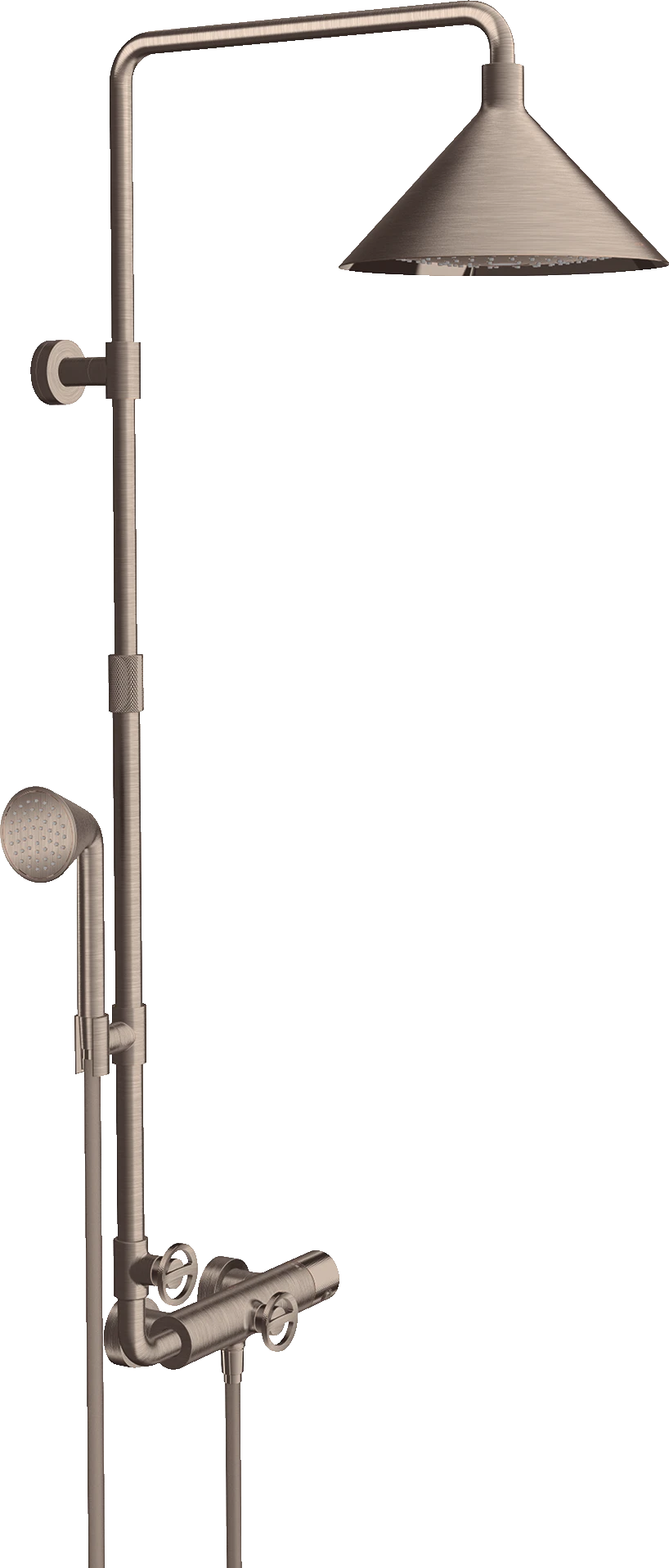 Axor Showers/front Showerpipes With Thermostatic Mixer 855 X 475 X 185mm Nickel - Brushed