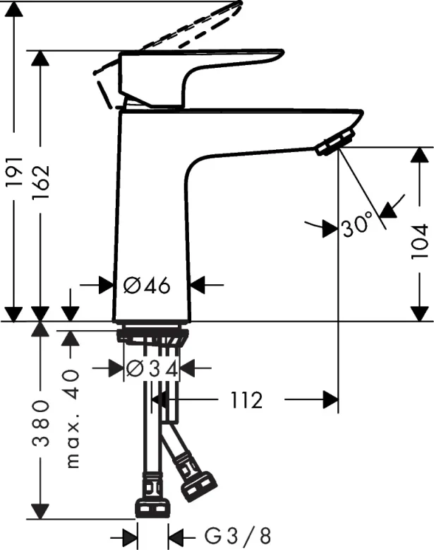 Hansgrohe Talis E Manual Mixers 353 X 180 X 75mm Chrome detail view - Image 2