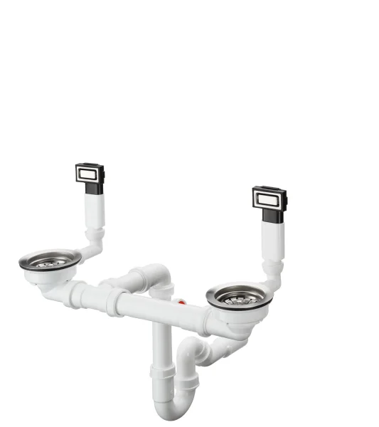 Hansgrohe Manual Waste And Overflow Set For Double Bowl Stainless Steel