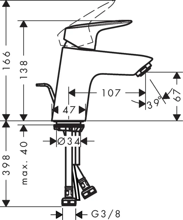 Hansgrohe Logis Manual Mixers 351 X 177 X 72mm Chrome detail view - Image 2