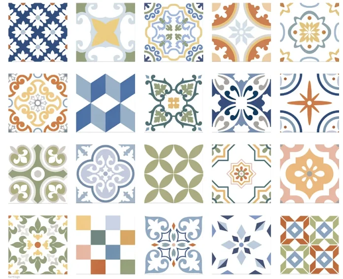 European Tiles Cuba Range Santiago Square Multicolour Patchwork Matt Porcelain 20x20 Floor and Wall Tile  product image - Image 1