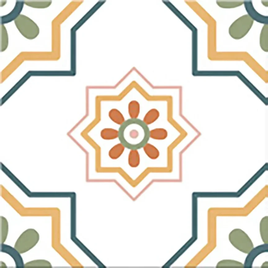 European Tiles Cuba Range Santiago Square Multicolour Patchwork Matt Porcelain 20x20 Floor and Wall Tile  detail view - Image 3