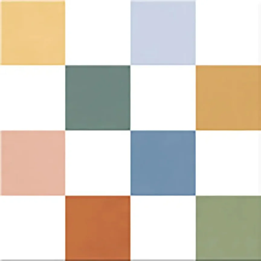 European Tiles Cuba Range Santiago Square Multicolour Patchwork Matt Porcelain 20x20 Floor and Wall Tile  detail view - Image 17