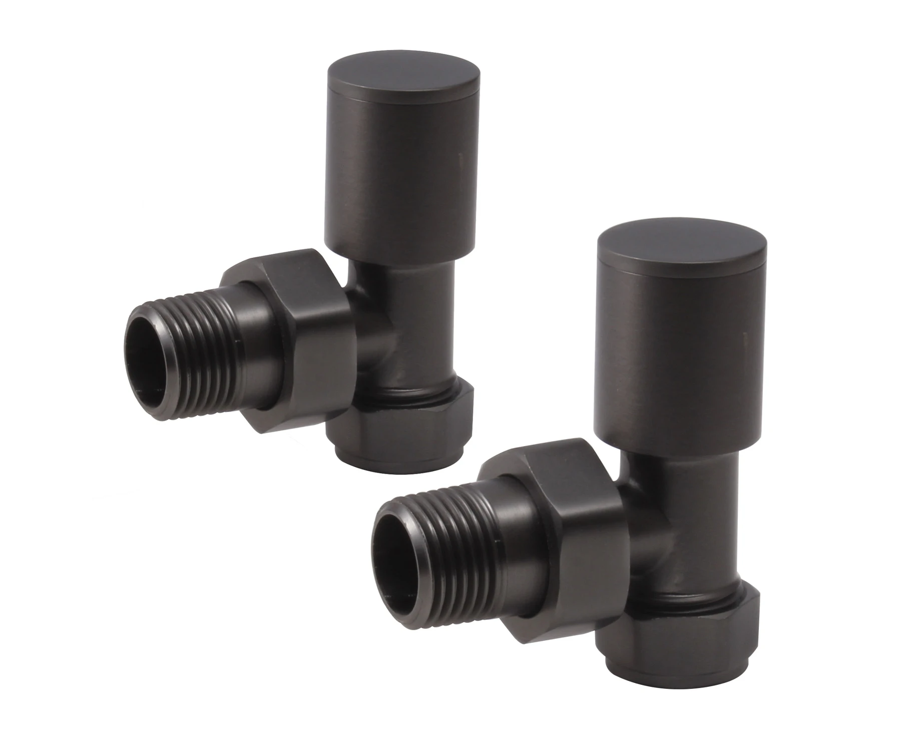The Tunbridge Wells Brassware Co. Minimalist Angled Radiator Valve - Gunmetal Grey (pair)