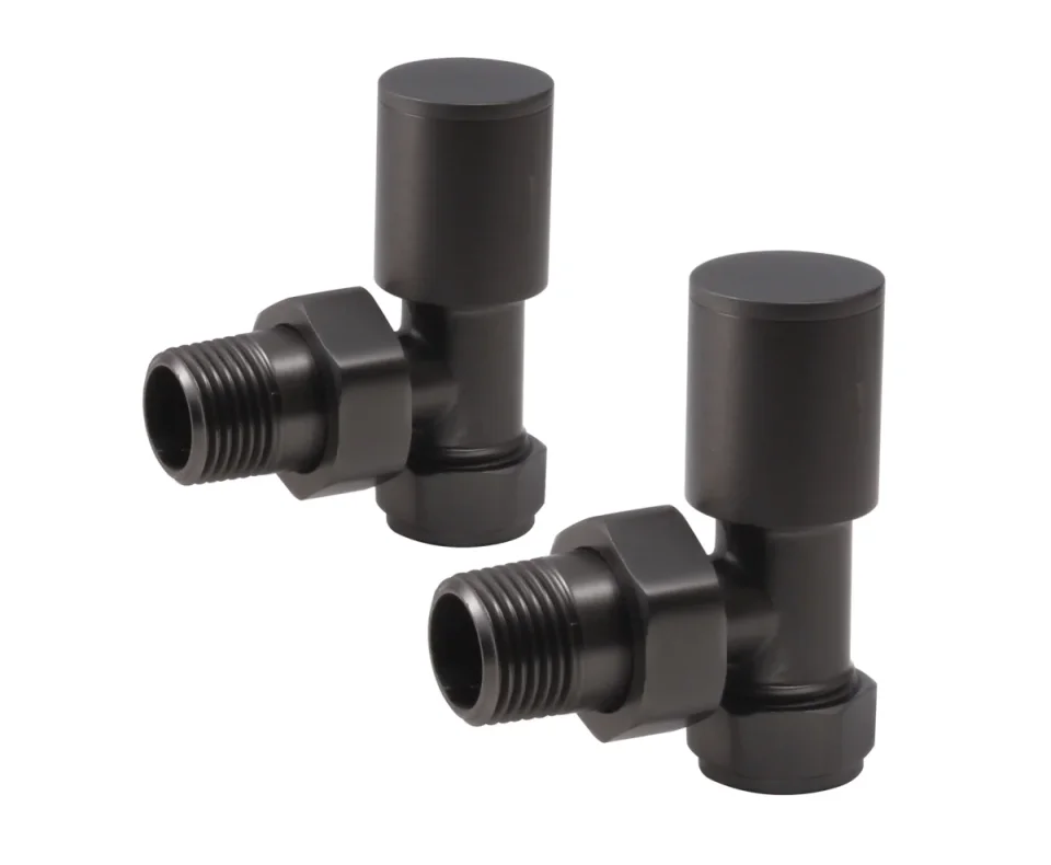 The Tunbridge Wells Brassware Co. Minimalist Angled Radiator Valve - Gunmetal Grey (pair) product image - Image 1