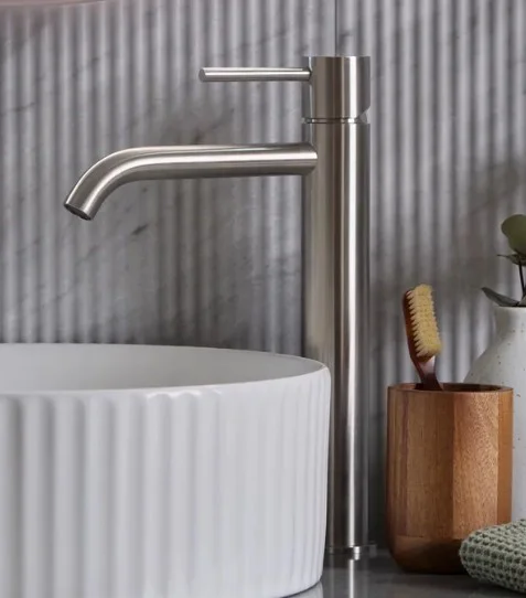 Tavistock Cohort Lever Tall Basin Mixer With Click Waste - Stainless Steel