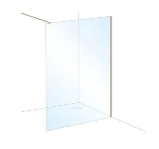 XXremovedXXLondon Showers 10mm Glass 1200mm incl. Wall Arm & Recessed Channel - Brushed Brass