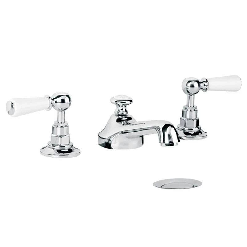 Lefroy Brooks Classic White Lever 3h Basin Mixer & Puw - Chrome