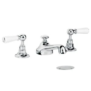 Lefroy Brooks Classic White Lever 3h Basin Mixer & Puw - Chrome