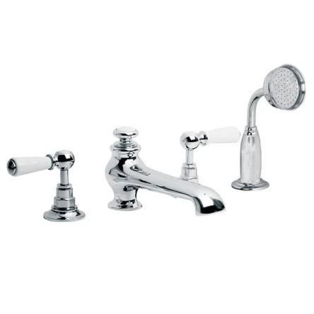 Lefroy Brooks Classic White Lever D/m 4h Bath Set - Nickel