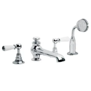 Lefroy Brooks Classic White Lever D/m 4h Bath Set - Nickel