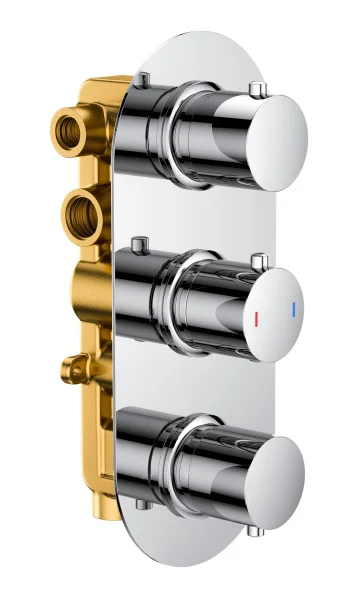 Bewl Triple Outlet - Three Controls - Concealed Thermostatic Valve - Chrome