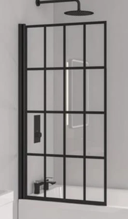 Eastbrook 6mm Framed Hinge Bath Screen 800 X 1400 Matt Black