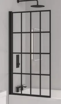 Eastbrook 6mm Framed Hinge Bath Screen 800 X 1400 Matt Black product image - Image 1