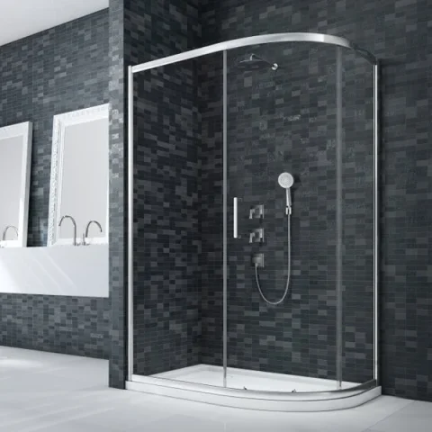 Merlyn Ionic Essence Framed 1 Door Offset Quad 1000 X 800mm detail view - Image 1