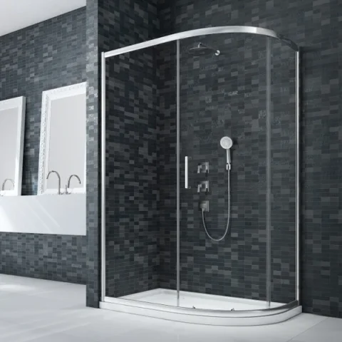 Merlyn Ionic Essence Framed 1 Door Offset Quad 1000 X 800mm detail view - Image 2