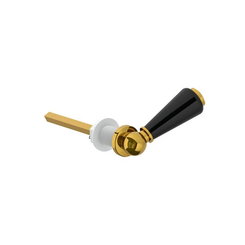 Lefroy Brooks Classic Black Ceramic Cistern Lever - Polished Brass