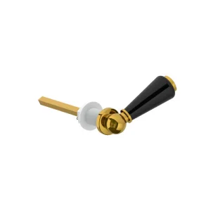 Lefroy Brooks Classic Black Ceramic Cistern Lever - Polished Brass