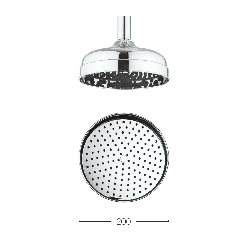 Crosswater Traditional Shower Head 200mm Chrome detail view - Image 3