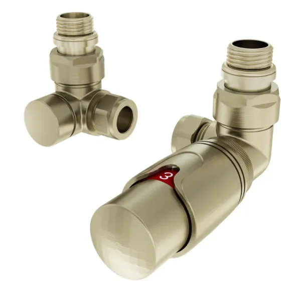 Eastbrook 15mm Corner Trv And Lockshield Valve Brushed Brass