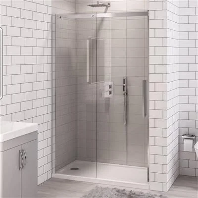 Corniche 2000x1200 8mm Semi-frameless Sliding Door Chrome