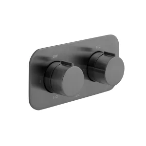 Vado Individual Tablet Altitude Horizontal Concealed 2 Outlet, 2 Handle Thermostatic Valve With All-flow Function Brushed Black