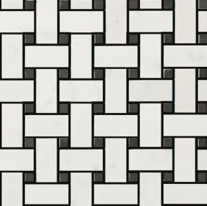 European Tiles Pietra Statuarietto Fade Basket Weave Mosaic 30 X 30 Rectified Matte Tile