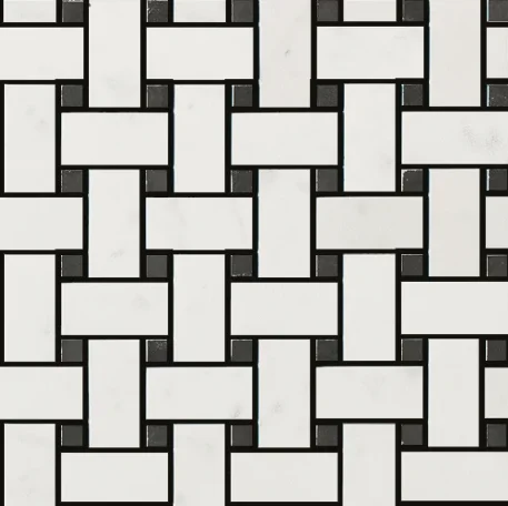 European Tiles Pietra Statuarietto Fade Basket Weave Mosaic 30 X 30 Rectified Matte Tile product image - Image 1
