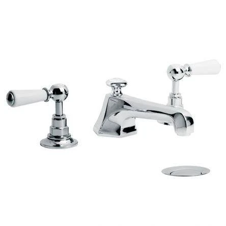 Lefroy Brooks Mackintosh White Lever D/m 3h Basin Mixer With Puw - Antique Gold