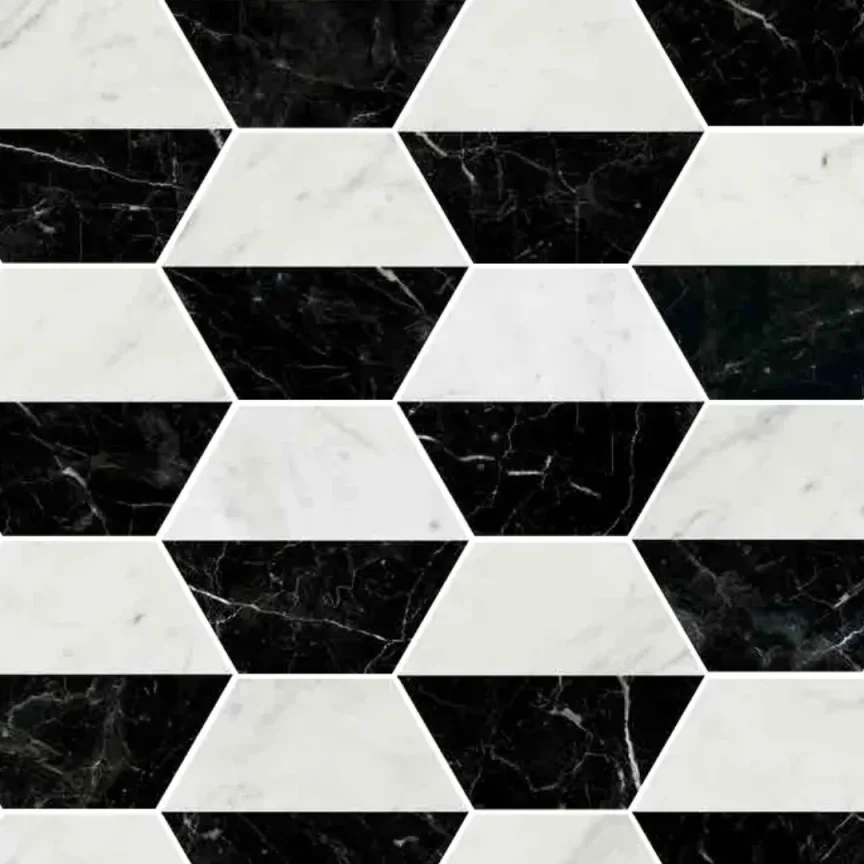 European Tiles Hex Decor Bianco Nero Matt Tile Hex 15 x 17,3cm product image - Image 1