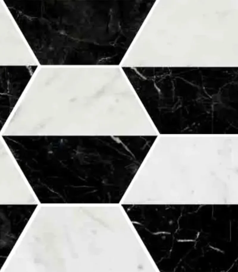 European Tiles Hex Decor Bianco Nero Matt Tile Hex 15 x 17,3cm detail view - Image 2