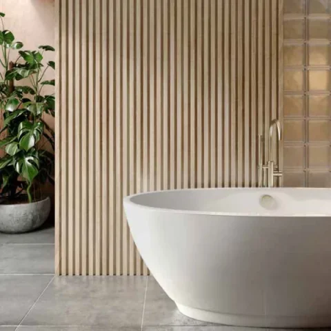 Abacus Slatwall Oak Wall Panel Pack 2400 X 170 X 19mm (Per Piece) (3 Pack) (1.2msq) detail view - Image 5