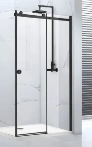 Frontline Aquaglass Sphere 1200 Slider Matt Black & Clear Glass (f06363)